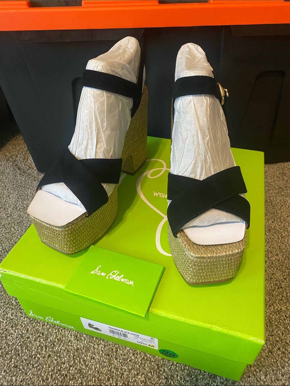 Sam Edelman Black Crisscross Platform Espadrille Sandals